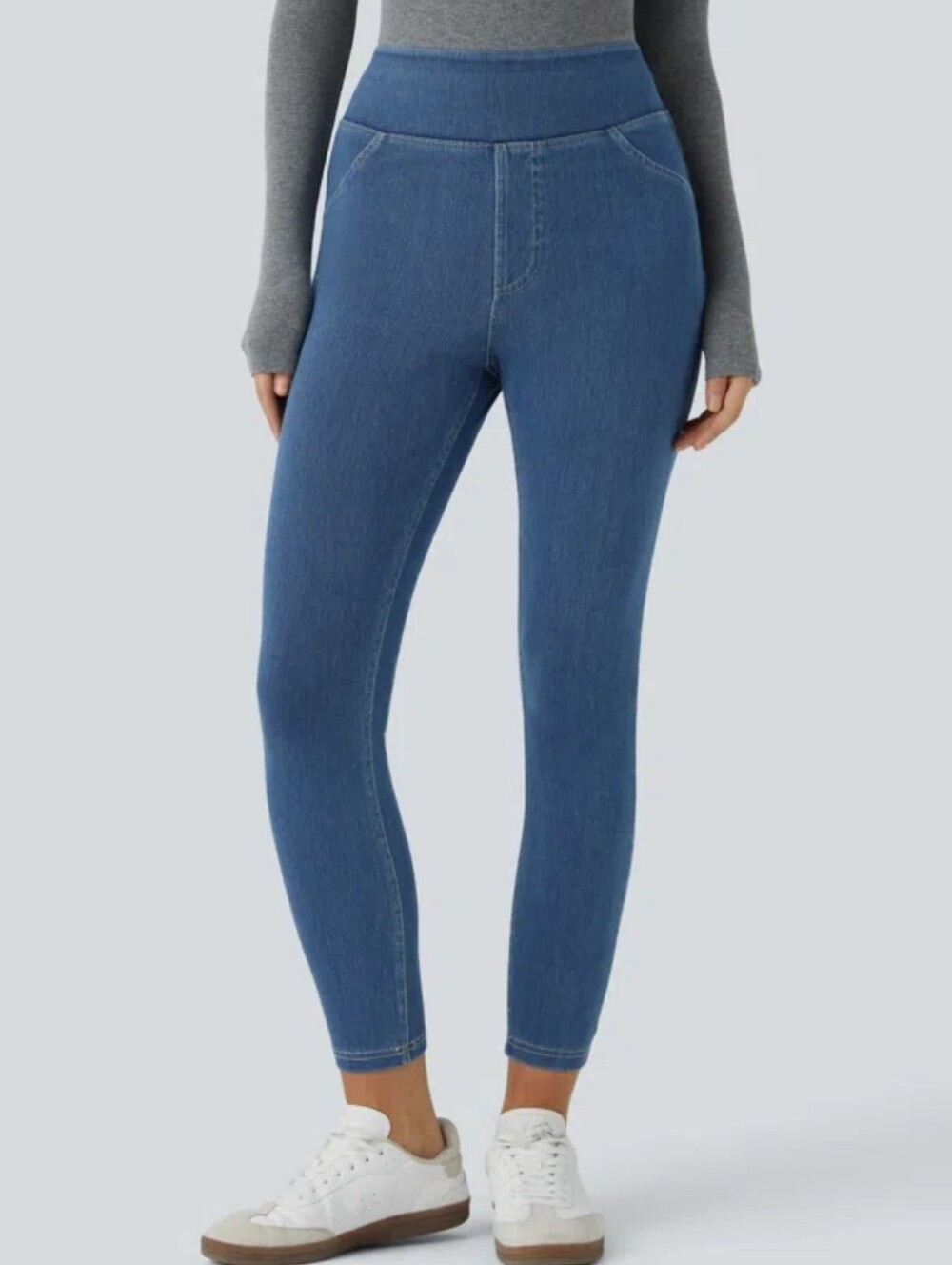 NWT Halara Flex High Waisted Pocket Denim Casual Leggings Jeggings  L